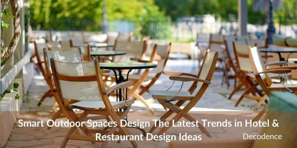 Smart outdoor hotel dining design that maximises space with many dinning chairs and round tables.