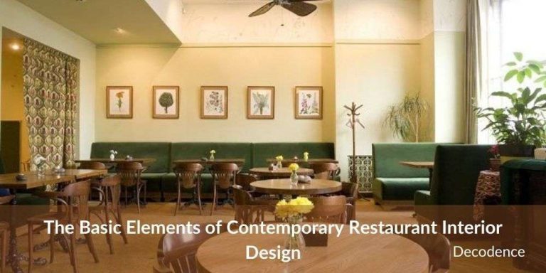 a contemporary restaurant interior design. Resturant with a lot of tables and chairs and pink wall with pictures handiung on the wall.
